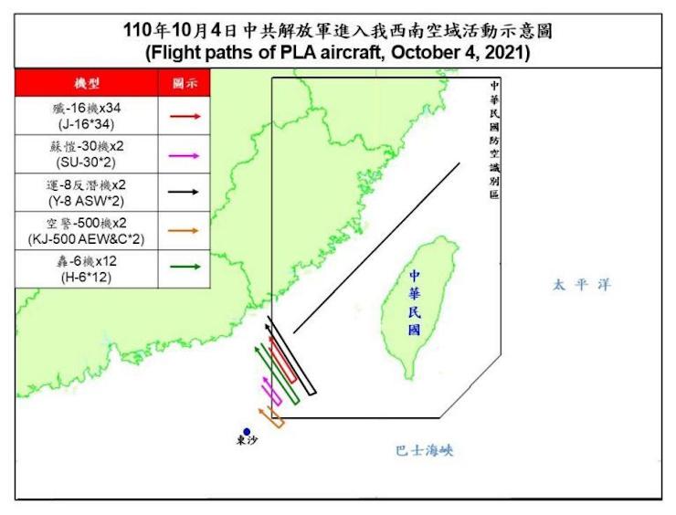 中國派遣軍機大舉侵擾台灣的防空識別區，已引起國際的關注，擔心台海爆發戰事。