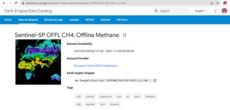 圖2 GEE的 Data Catlog - OFFL CH4