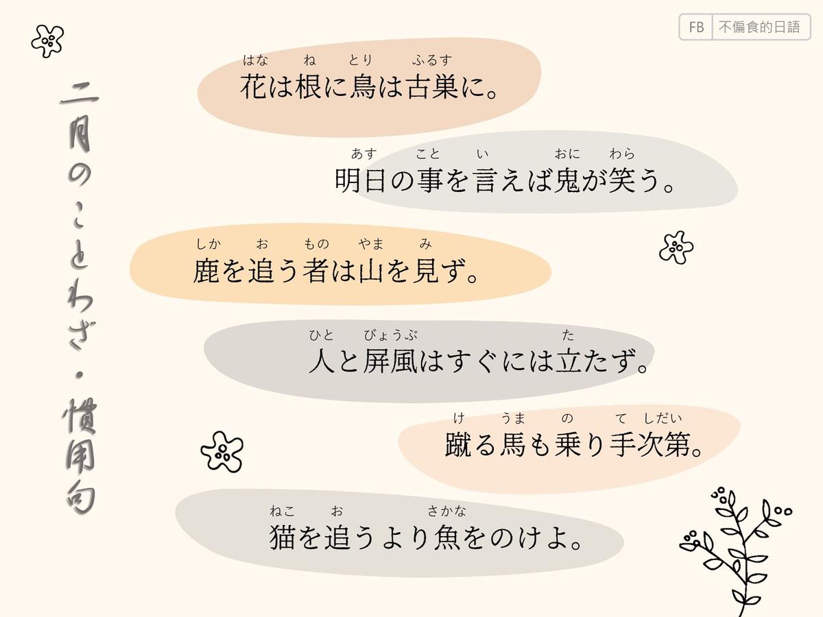 二月的諺語 慣用語 方格子 二月的諺語 慣用語 方格子